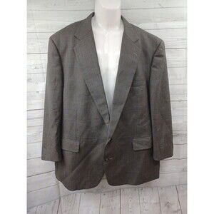 Gerald Austin Mens Blazer Windowpane Sport Coat Wool 2 Button Jacket Sz 50 Read*